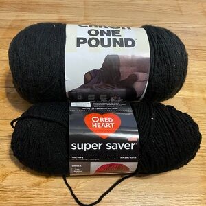 Red Heart Super Saver and Caron Yarnspiration Black Yarn Bundle Medium 4 1lb 7oz